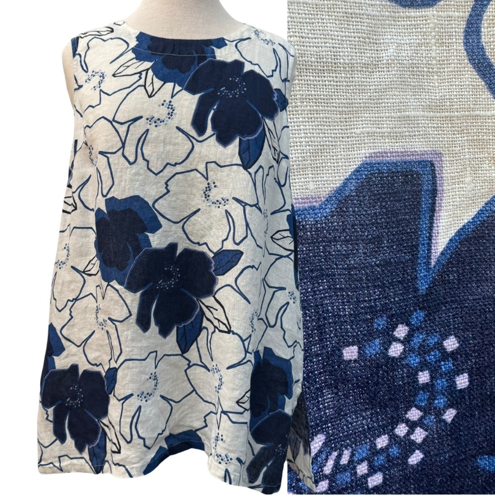 NWT Focus Fashion Linen Floral Top